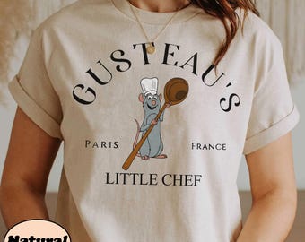 Gusteaus Little Chef Paris France Shirt Cute Cartoon Chef Remy Inspired Tee Retro Travel Foodie Gift for Women Men and Kids