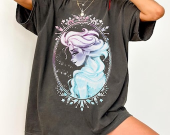 Snow Queen Elsa Shirt, Frozen Princess Fan Tee, Winter Magic Graphic Top, Ice Queen Portrait Shirt, Magical Snowflake Gift, Princess Apparel