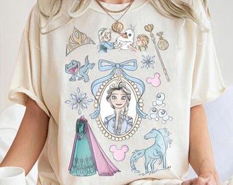 Frozen Elsa Shirt, Cute Disney Princess Tee, Anna Olaf Cartoon Shirt, Nokk Horse Snowflake Shirt, Magical Winter Kids Gift