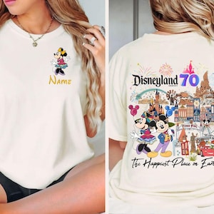 Vintage Mickey Minnie Disneyland 70Th Anniversary Shirt, The Happiest Place On Earth Tshirt, Disneyland Holiday Vacation Trip Gift