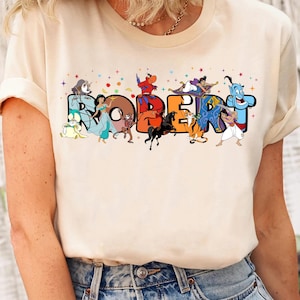 Personalized Disney Aladdin Characters Shirt, Custom Boy Girl Name Kids Jasmine Aladdin Tshirt, Disney Family Vacation 2025, Magic Kingdom