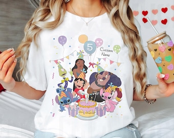 Lilo & Stitch Geburtstags-T-Shirt Name Geschenk-Shirt, Tshirt, T-Shirt, Disneyland Familienausflug, Wdw Tour, Geburtstagsgeschenk