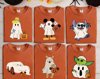 Custom Disney Ghost All Characters Halloween Shirt, Mickey Minnie Ghost Vintage Tshirt, MickeyS Not So Scary Halloween Party, Trick Or Treat
