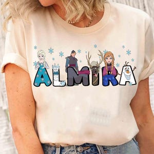 Custom Name Disney Frozen Shirt, Personalized Disney Elsa Anna Olaf Kristoff Sven Tshirt, Disneyland Vacation Holiday Family, Magic Kingdom
