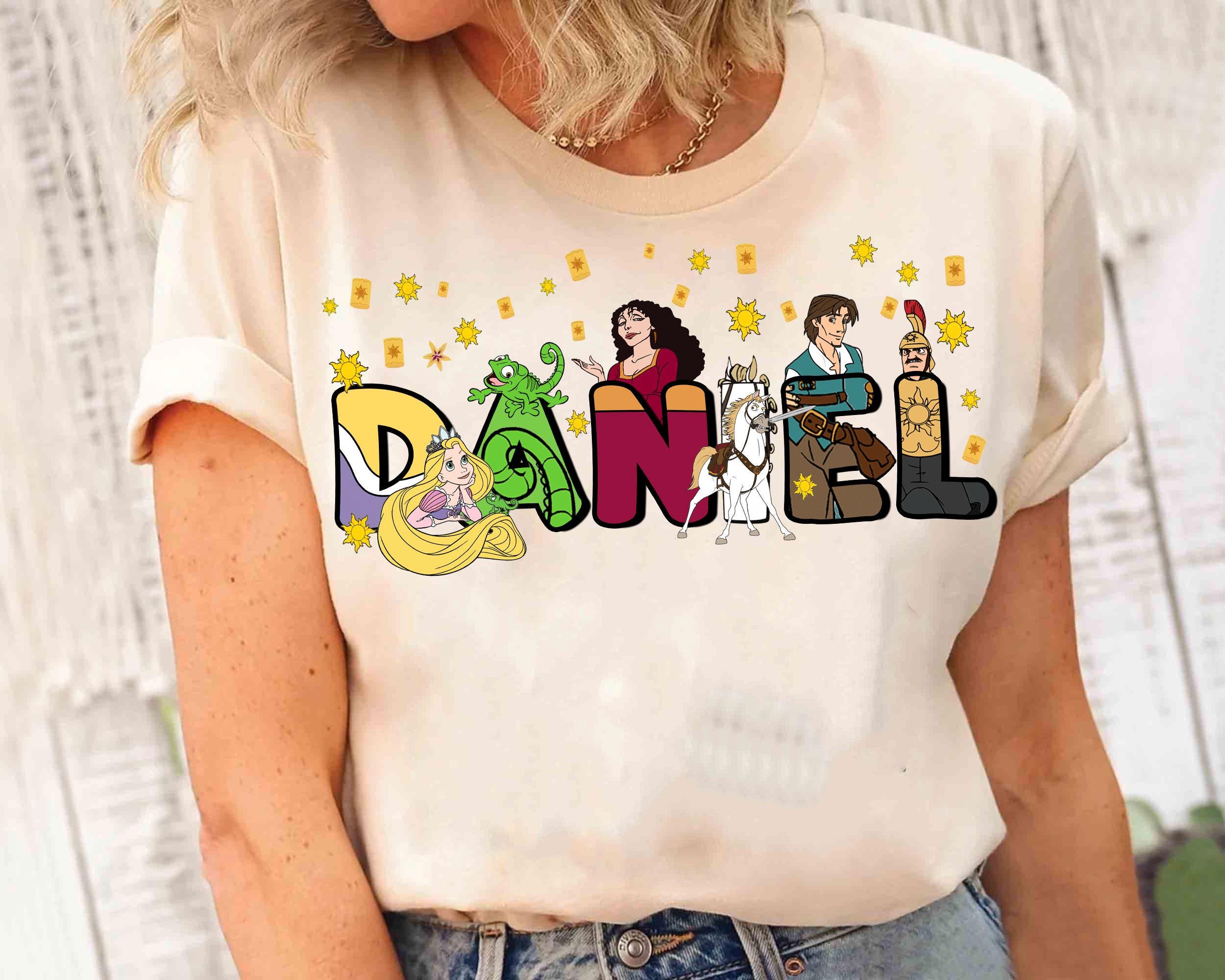 Custom Name Disney Tangled Shirt, Ersonalized Disney Rapunzel Princess Flynn Rider Pascal Maximus Tshirt, Disneyland Vacation Holiday Family