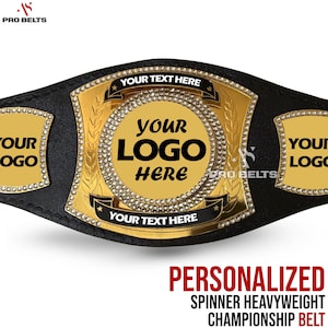 Personalized Spinner Championship Belt - Brass Metal Plates - Adult Size Title Belt - Perfect for Sports Fans & Memorabilia Lovers