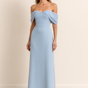 short slate blue bridesmaid dresses Slate Blue Bridesmaid Dresses Chic Bateau Neckline Ruffle Short Sleeves Sheath/Column Chiffon Bridesmaid Dress with Slit