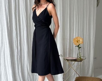 knee length dresses for ladies Designer Printed Robes | Long Sleeve Wrap Midi Dress main image 0