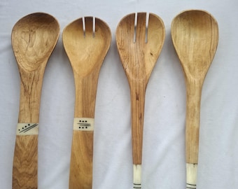 Handmade Rustic Olive Wood Kitchen Spoon, Natural Utensil