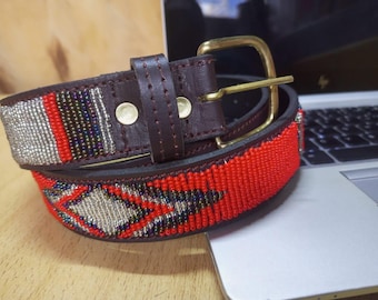 Exquisite All Beaded African Belt - Self-tie Beaded Belt  display picture 1