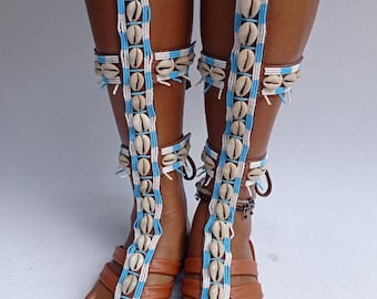 Handmade Beaded Gladiator Sandals, Boho Leather Summer Shoes
