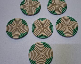 Handmade Sisal Rwanda Coasters (Set of 6): African Decor