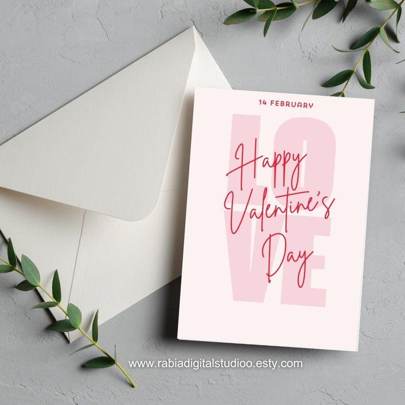 Printable Valentine's Day Card for Her, Balloons Design (digital ...