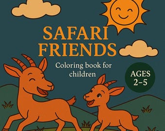 Libro da colorare con animali per bambini / 30 pagine stampabili / Animali del safari carini in formato PDF / Download digitale / Attività divertenti da colorare /