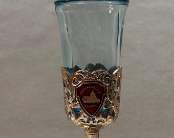 Vintage MCM Pedestal Blue Shot Glass: Souvenir of Washington DC