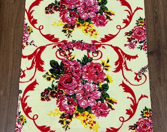 Vintage UNUSED BARKCLOTH Fabric - New Old Stock - Rare Find 18+ Yards Bright Colors