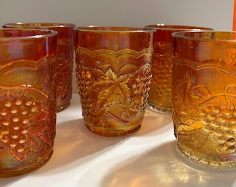 Carnival Tumbler * Imperial Glass Co * GRAPE Pattern * Marigold