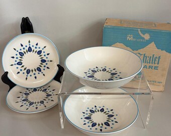 Vintage Mar-Crest Swiss Chalet *New, Old Store Stock * 4 pc Set *2 Soup & 2 Salaf