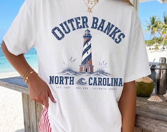 Outer Banks Shirt, North Carolina Shirt, Vintage Beach Shirt, OBX Oversized Coverup, Outerbanks Shirt Comfort Colors Tee, Beachy Outfit Gift