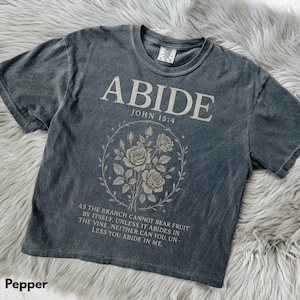 Abide in Me Comfort Colors Shirt, Bible Verse Worship Shirt, Christian Jesus Is King, Faith Over Fear Based Worship Shirt, Religious Tshirt image 2