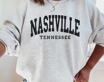 Retro Nashville Sweatshirt, Trendy Preppy Sweatshirt, Aesthetic College Crewneck, Oversized Minimalist Hoodie, Nashville Bachelorette Shirt