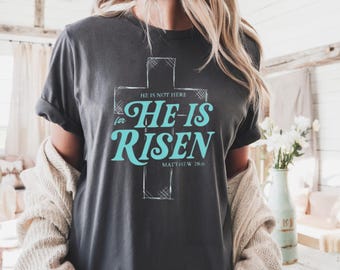 Christian Easter Sunday Shirt, Cute Catholic Easter Crewneck, Easter Tshirt Gift, Jesus Resurrection Sweatshirt, He Is Risen Sweatshirt Gift