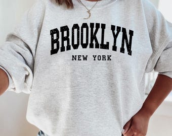 Vintage Brooklyn Sweatshirt, Trendy Preppy Sweatshirt, Aesthetic College Crewneck, Oversized Minimalist Hoodie, Brooklyn New York Shirt Gift