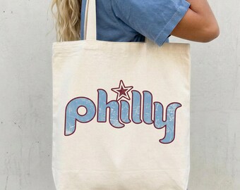 Philly Sports Baseball Vintage Distressed Tote Bag, Philadelphia Sports Bag, Philly Baseball Tote Bag, Philly Sports Fan Retro Gift For Her