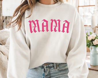 Mama Shirt, Mothers Day Sweatshirt, Gift for Mom, Moms Birthday Crewneck, Cute Mom T-shirt, New Mom Sweater, Trendy Baby Shower Present