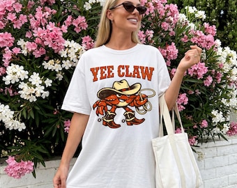 Funny Summer Beach Shirt, Western Beach Top Amalfi Coast Trip, Goofy Summer Cover Up, Trendy Yee Claw Shirt, Gag Gift For Girlfriend, Crab