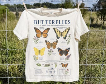 Comfort Colors Butterfly Shirt, Butterfly Lover Gift, Nature Graphic Top, Botanical Garden Sweatshirt, Gift For Gardener, Wildlife Chart Tee