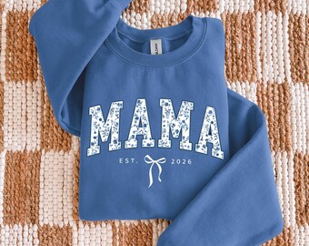 Custom Mothers Day Gift, Personalized Gift For Mom's Birthday, Floral Print Crewneck For Wife, Pregnancy Announcement Boy, Mom Life Shirt