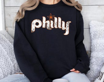 Philly Sports Hockey Vintage Distressed Crewneck, Philadelphia Sports Sweatshirt, Philly Hockey Hoodie, Philly Sports Fan Retro Gift