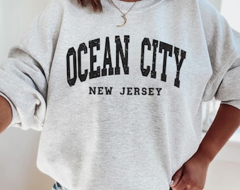 Ocean City Sweatshirt, Trendy Preppy Sweatshirt, Aesthetic College Crewneck, Oversized Minimalist Sweater, Ocean City New Jersey Shirt Gift