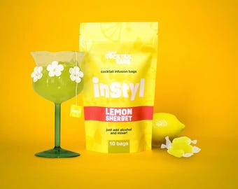 Lemon Sherbet Cocktail Infusion Bags Set | Premium DIY Cocktail Mix | Just Add Alcohol & Mixer | Alcohol-Free | Instyl Cocktailbags