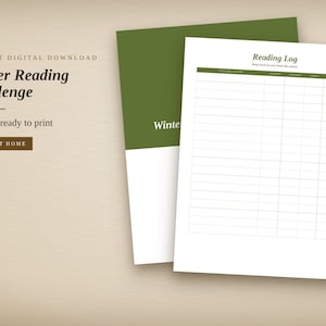 Winter Reading Challenge Printable, Book Bingo, Reading Log, Book Review Cards, Reading Tracker, Bookmarks, Instant Download
