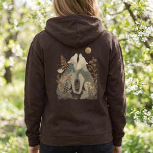 Wolf Moon Zip Up Hoodie, Celestial Wolf Graphic Hoodie, Woodland Nature Gift