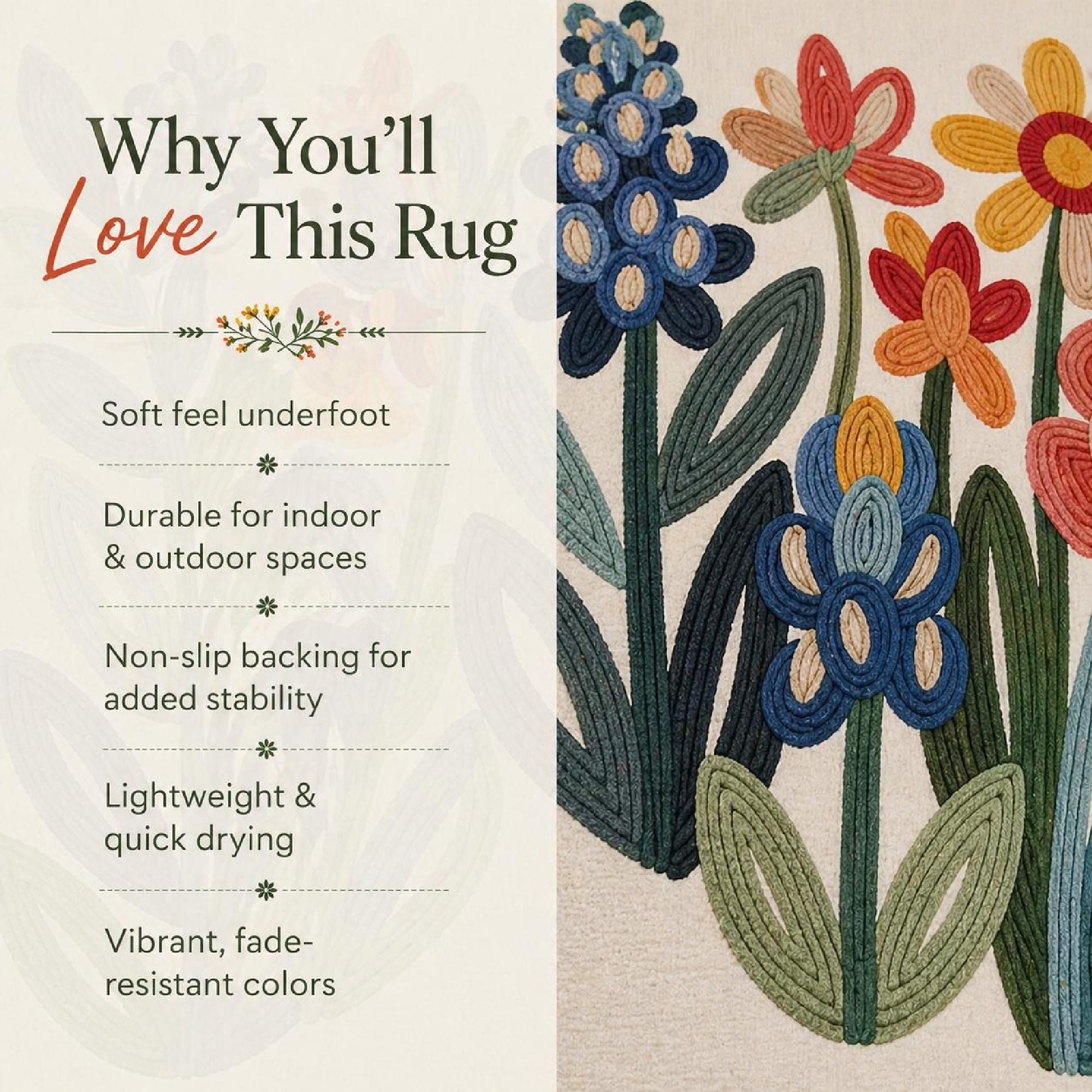 Pattern Floral Whimsical Rug Whimsical Wildflower Pattern Outdoor Rug | Floral Doormat, Patio Mat - Etsy