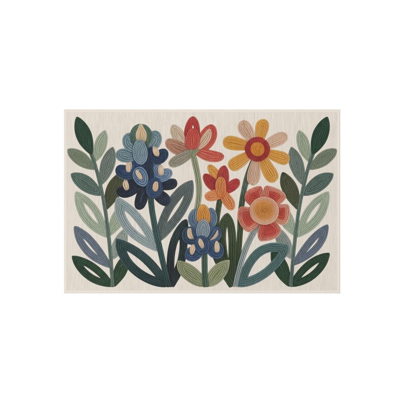 Pattern Floral Whimsical Rug Whimsical Wildflower Pattern Outdoor Rug | Floral Doormat, Patio Mat - Etsy