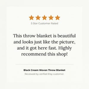 Black Cream Woven Throw Blanket, Cotton Couch Blanket, Neutral Modern Bed Throw, Minimalist Scandinavian Decor
