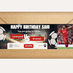 Editable Football Game Ticket Gift – Printable Surprise Sports Voucher – Personalised Digital for Son, Husband, Family Birthday Christmas