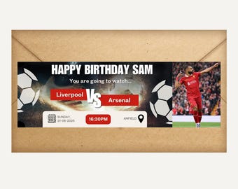 Editable Football Game Ticket Gift – Printable Surprise Sports Voucher – Personalised Digital for Son, Husband, Family Birthday Christmas