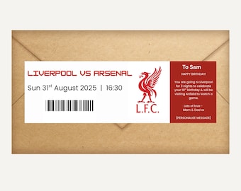 Editable Football Game Ticket Gift – Printable Surprise Sports Voucher – Personalised Digital for Son, Husband, Family Birthday Christmas