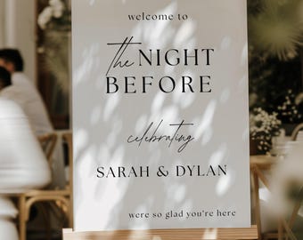 The Night Before Welcome Sign Template, Rehearsal Dinner Welcome Sign, Welcome to the Night Before, Printable Instant Download
