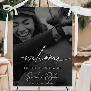 Photo Wedding Welcome Sign Template, Welcome Wedding Board, Reception Poster, Modern Welcome Sign, Photo Welcome Sign, Editable Wedding Sign