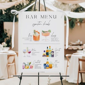 Wedding Bar Menu Sign Template, Signature Drinks Canva Menu Sign, His And Hers Drinks, Instant Download, Full Bar Menu, Custom Wedding Bar
