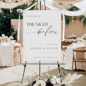 Rehearsal Dinner Welcome Sign Template, The Night Before Welcome Sign, Minimalist Rehearsal Dinner Welcome Sign, Wedding Rehearsal Sign