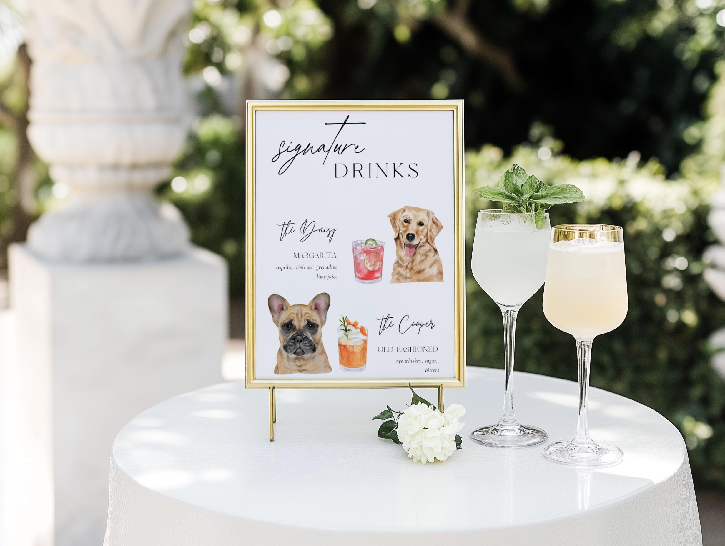 Dog Signature Drink Sign, Pet Signature Cocktail Sign, Minimalist Wedding Bar Sign, Dog Signature Cocktail Sign, Editable Template, Bar Menu