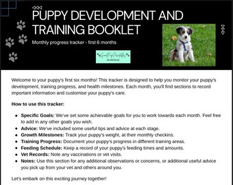 Puppy Training Planner: 6-Month Puppy Journal & Vet Records (PDF Download)