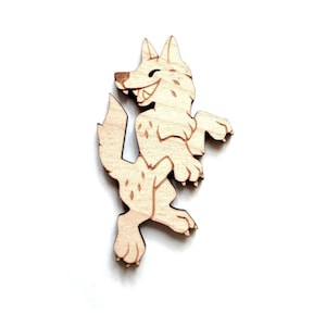 Dancing Wolf Wood Pin / Magnet